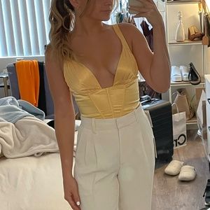 Yellow Satin Corset Top